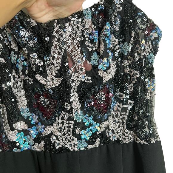 Bronx & Banco Annabell Black Sheer Corset Sequined Sleeveless Jumpsuit Size M - Picture 13 of 16